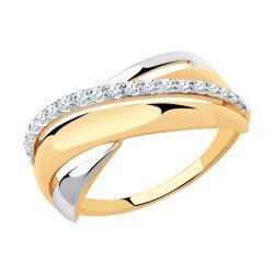 Inel din aur roșu cu pietre Cubic Zirconia Incolor
