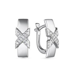 Cercei din aur alb cu pietre Diamant