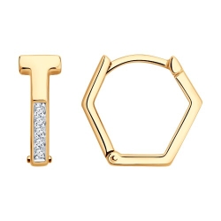 Cercei Creole din aur roșu cu pietre Cubic Zirconia Incolor