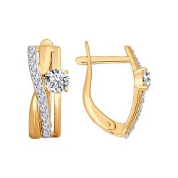 Cercei din aur roșu cu pietre Cubic Zirconia Incolor
