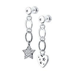 Cercei Pusete din argint  cu pietre Cubic Zirconia Incolor