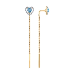 Cercei Lanț din aur roșu cu pietre Cubic Zirconia Incolor, Topaz Swiss