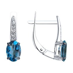 Cercei din aur alb cu pietre Cubic Zirconia Incolor, Topaz London