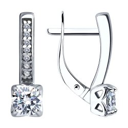 Серьги из серебра с камнями Фианит
