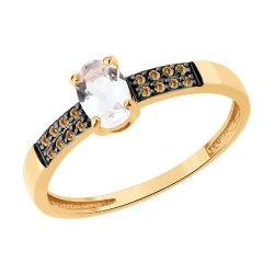 Inel din aur roșu cu pietre Cubic Zirconia Galben, Cristal de munte