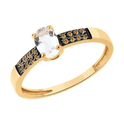 Inel din aur roșu cu Cubic Zirconia Galben, Cristal de munte