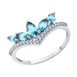 Кольцо из серебра с камнями Фианит, Ситал London (синт.)