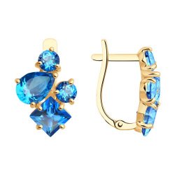 Cercei din aur roșu cu pietre Topaz Swarovski Albastru