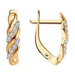 Cercei din aur roșu cu pietre Cubic Zirconia Incolor