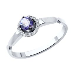 Inel din aur alb cu pietre Diamant, Tanzanit