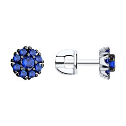 Cercei Pusete din argint  cu pietre Cubic Zirconia Albastru Safir