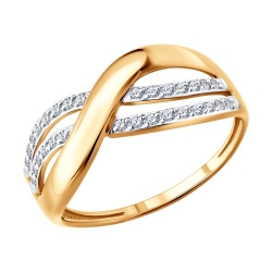 Inel din aur roșu cu pietre Cubic Zirconia Incolor