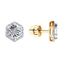 Cercei Pusete din aur alb și roșu cu pietre Diamant