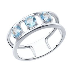 Inel din argint  cu pietre Topaz albastru
