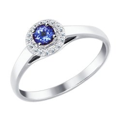 Inel din aur alb cu pietre Diamant, Tanzanit
