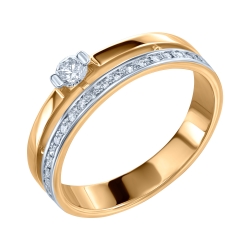 Inel din aur roșu cu pietre Diamant