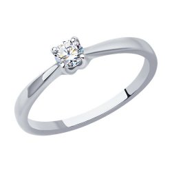 Кольцо из белого золота с камнями Бриллиант