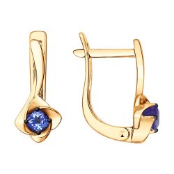Серьги из красного золота с камнями Танзанит