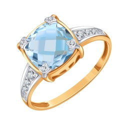 Inel din aur roșu cu pietre Cubic Zirconia Incolor, Topaz