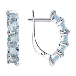 Серьги из серебра с камнями Топаз голубой