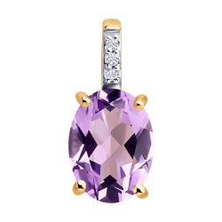 Pandantiv din aur roșu cu pietre Diamant, Ametist