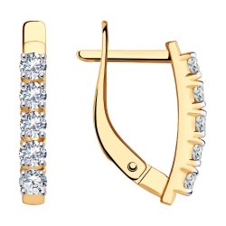 Cercei din aur roșu cu pietre Cubic Zirconia Incolor