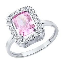 Inel din argint cu Cubic Zirconia Incolor, Cubic Zirconia Roz
