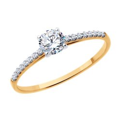 Inel din aur roșu cu pietre Cubic Zirconia Incolor