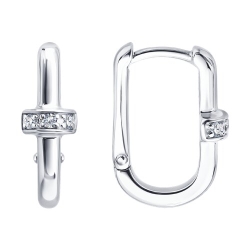 Серьги Конго из серебра с камнями Бриллиант