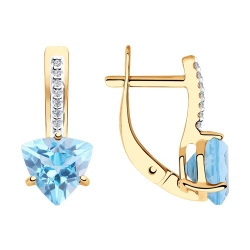 Cercei din aur roșu cu pietre Cubic Zirconia Incolor, Topaz Swiss