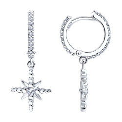 Cercei Creole din argint  cu pietre Cubic Zirconia Incolor