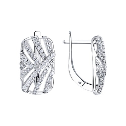 Серьги из серебра с камнями Фианит