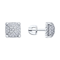 Cercei Pusete din argint  cu pietre Cubic Zirconia Incolor