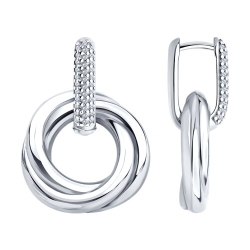 Cercei Creole din argint  cu pietre Cubic Zirconia Incolor