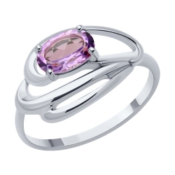 Кольцо из серебра с камнями Аметист