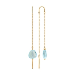 Cercei Lanț din aur roșu cu pietre Topaz albastru