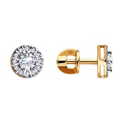 Cercei Pusete din aur roșu cu pietre Cubic Zirconia Incolor