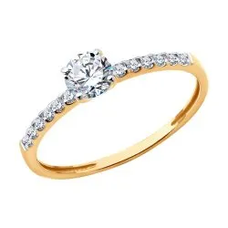 Inel din aur roșu cu Cubic Zirconia Incolor