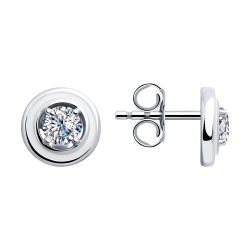Cercei Pusete din argint  cu pietre Cubic Zirconia Incolor, Emailare