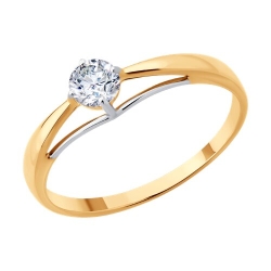 Inel din aur roșu cu pietre Cubic Zirconia Incolor