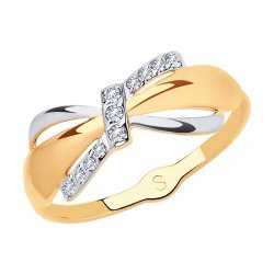 Inel din aur roșu cu pietre Cubic Zirconia Incolor