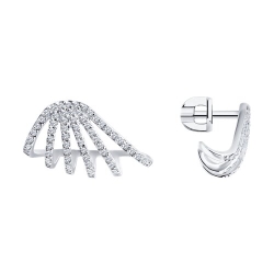 Cercei Pusete din aur alb cu pietre Diamant