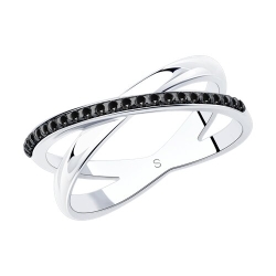 Inel din argint  cu pietre Cubic Zirconia Negru