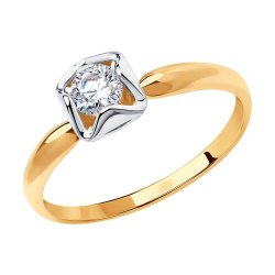 Кольцо из красного золота с камнями Swarovski