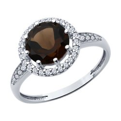 Inel din argint  cu pietre Cubic Zirconia Incolor, Cuarț fumuriu