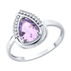 Inel din argint cu Cubic Zirconia Incolor, Ametist
