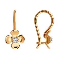 Cercei p-u copii din aur roșu cu pietre Cubic Zirconia Incolor