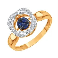Inel din aur roșu cu Diamant, Safir