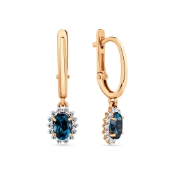 Cercei Suspendați din aur roșu cu pietre Cubic Zirconia Incolor, Topaz London