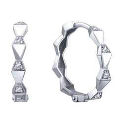 Серьги Конго из белого золота с камнями Бриллиант
